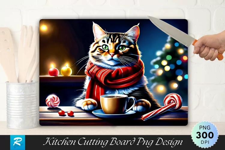 Tabby Cat Cozy Moment Cutting Board Sublimation