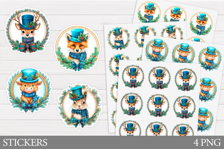 Christmas Animals Sticker. Christmas Sticker Printable example image 1