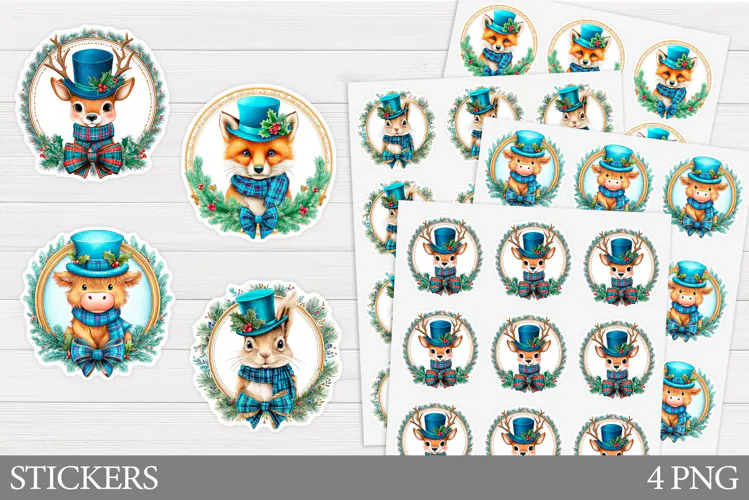 Christmas Animals Sticker. Christmas Sticker Printable