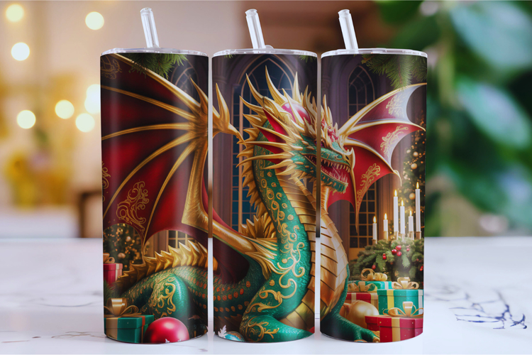 Merry Christmas dragon Tumbler Wrap | Christmas Wrap