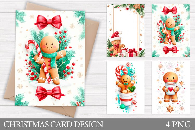 Christmas Gingerbread Card Printable. Christmas Card Design example image 1