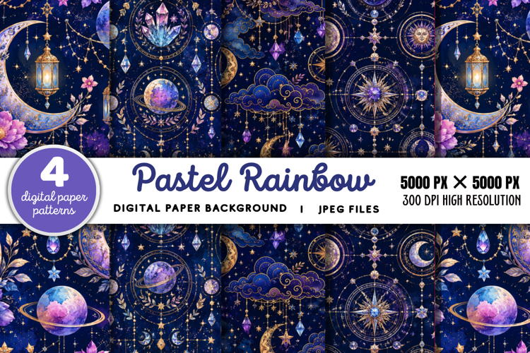 Pastel Rainbow Unicorn Glitter Background JPG