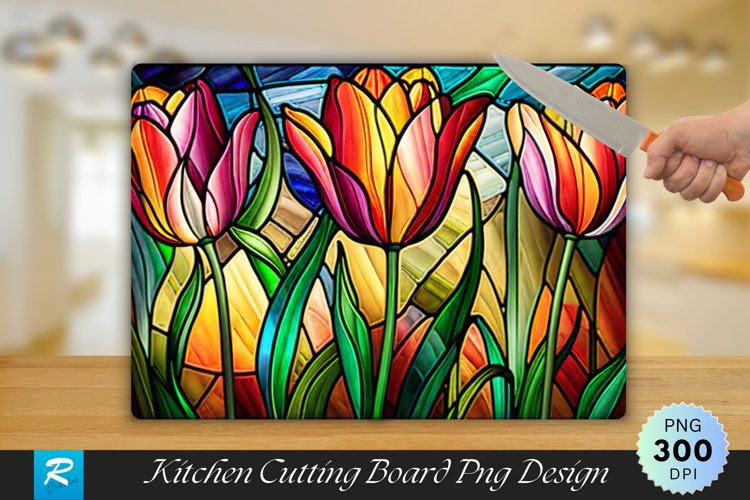 Tulip Flowers Cutting Board Sublimation Design example image 1