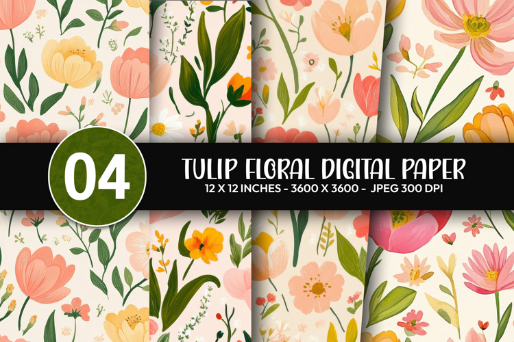 Tulip Floral Digital Paper