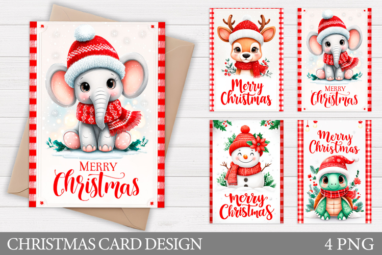 Christmas Animals Card Design. Christmas Card Printable