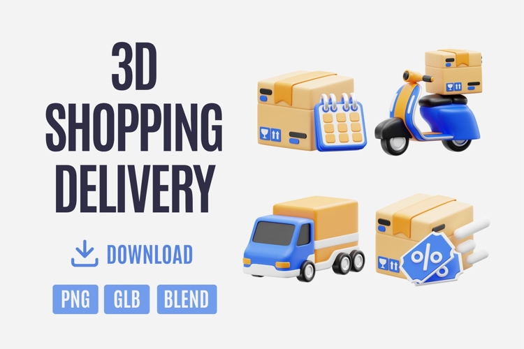 3D Shopping Delivery Set 02