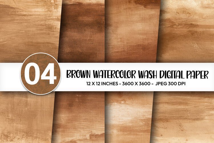Brown Watercolor Wash Digital Paper example image 1