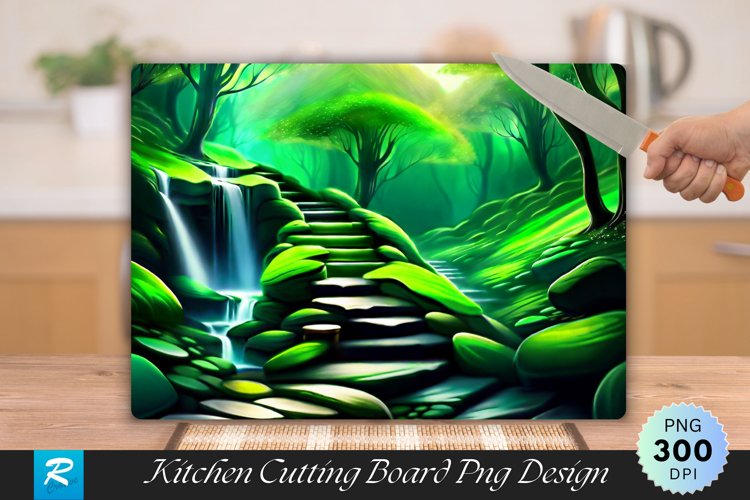 Green Stone Path Cutting Board Sublimation Design example image 1