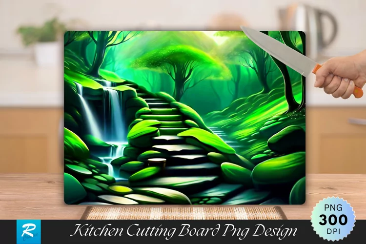 Green Stone Path Cutting Board Sublimation Design