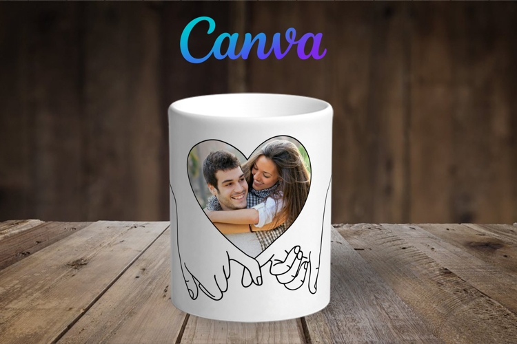 Heart Hands Mug. Love Hands. Mug Canva Template.