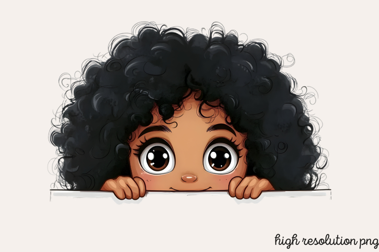 Peekaboo African Black Girl Clipart PNG