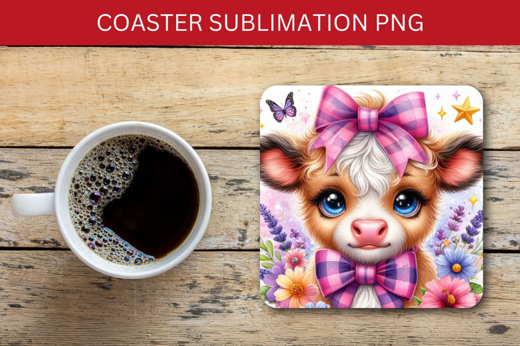 square coaster - baby cow