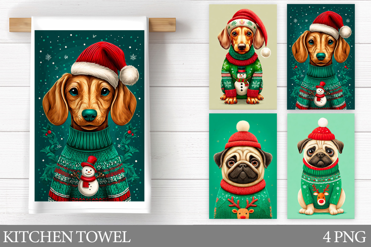 Christmas Dog Kitchen Towel. Christmas Kitchen Towel Design