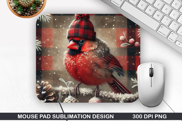 Cardinal Mouse Pad Sublimation, Christmas Mouse Pad PNG