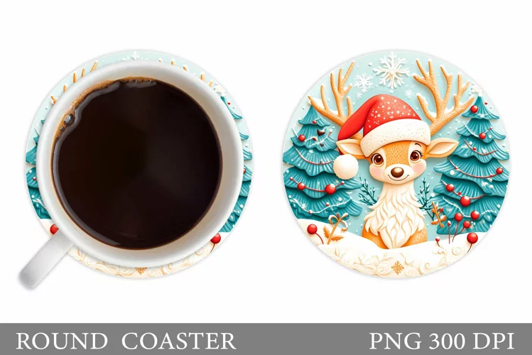 Christmas Deer Coaster Design. Christmas Coaster Sublimation
