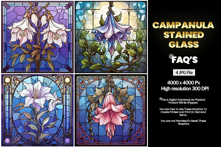 Stained Glass Campanula Square Coaster - 04 Variations