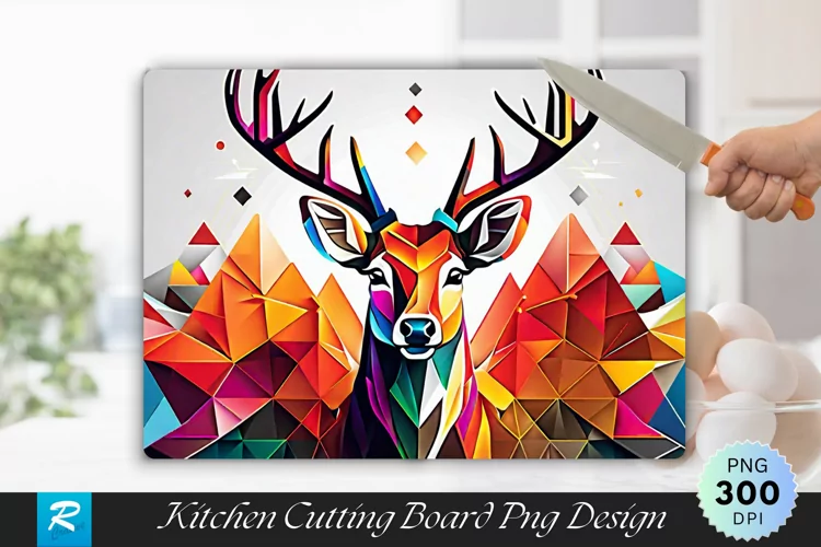 Polygon Deer Cutting Board Sublimation Design