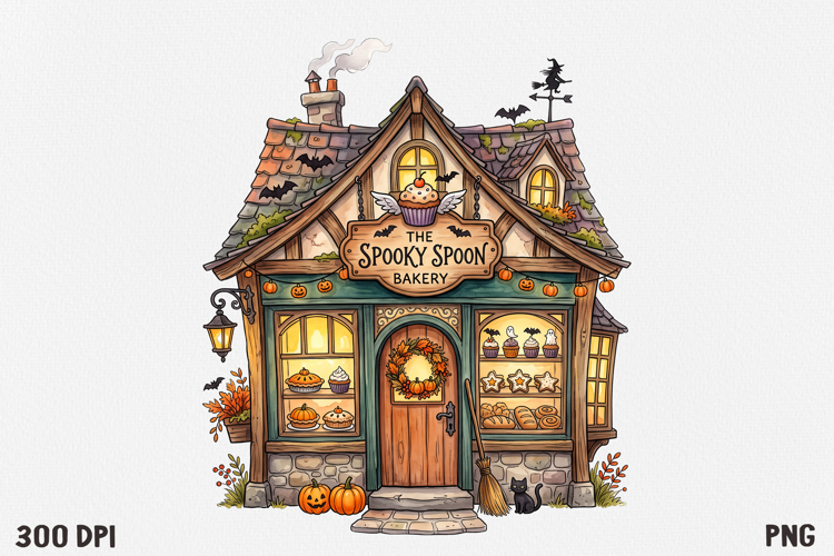 Whimsical Fantasy Cottage Clipart PNG, Autumn Shop House.