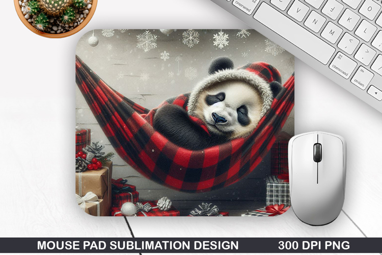 Panda Mouse Pad Sublimation, Christmas Mouse Pad PNG