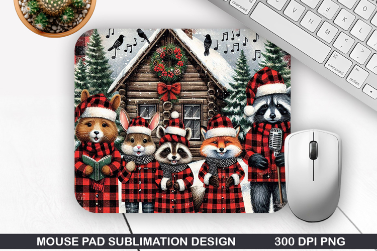 Raccoons Mouse Pad Sublimation, Christmas Mouse Pad PNG
