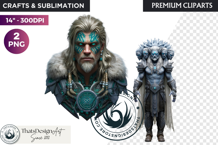 Viking Mythology Giants Clipart, Norse Jotuns gods