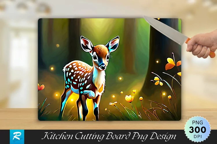 Cute Baby Deer Cutting Board Sublimation Design