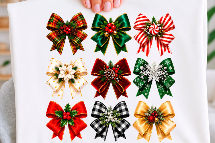 Festive Christmas Bow T-shirt Png example image 1