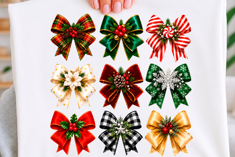 Festive Christmas Bow T-shirt Png