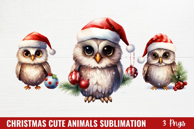 Christmas Cute Owl Animals Sublimation