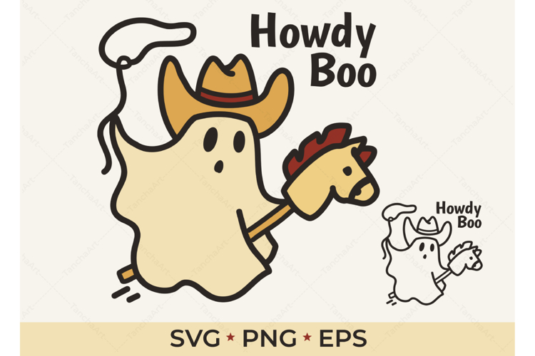 Howdy Boo SVG, Cowboy Ghost SVG Spooky Rodeo Halloween Shirt