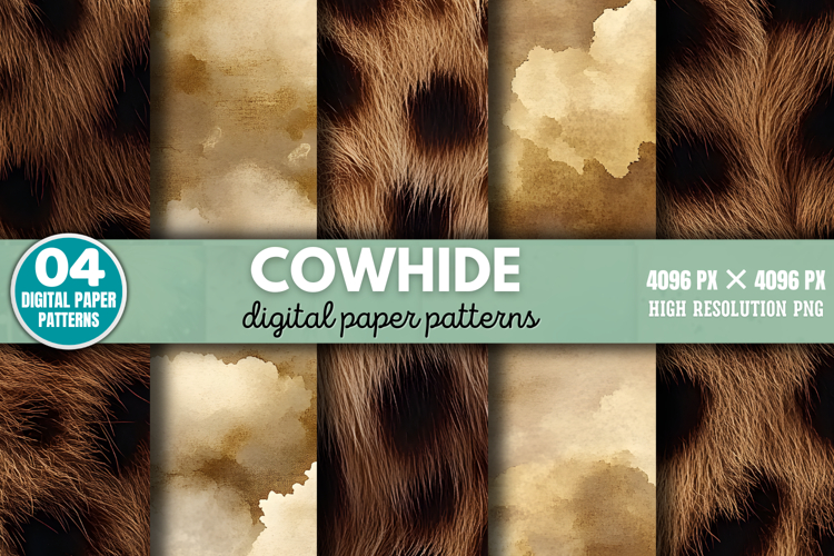 Cowhide Digital Paper Background PNG