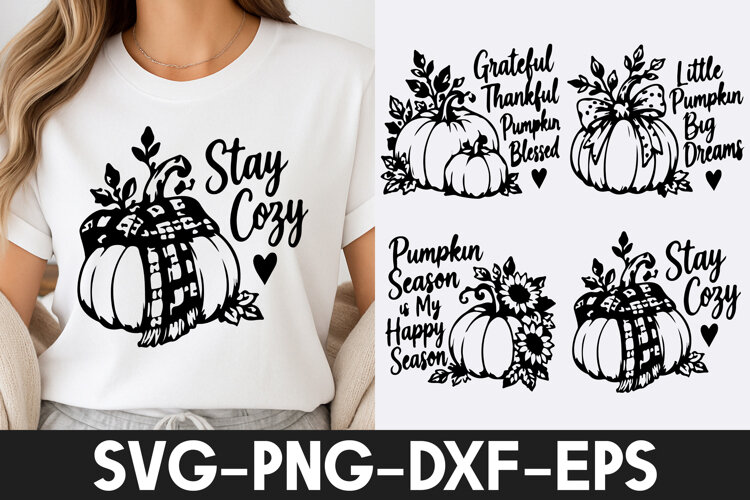 Pumpkin Season Stay Cozy Fall SVG PNG example image 1