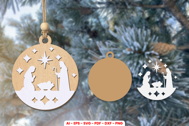 Christmas Ornament Laser Cut SVG | Holiday Bauble Decoration