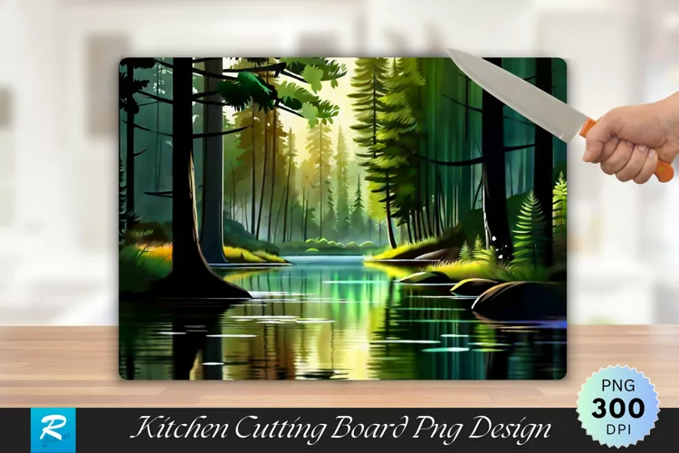 Forest Lake Cutting Board Sublimation Design