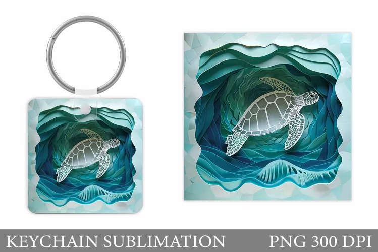 Turtle Keychain Design. Sea Turtle Sublimation