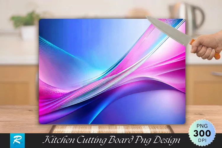 Pink And Blue Cutting Board Sublimation Design