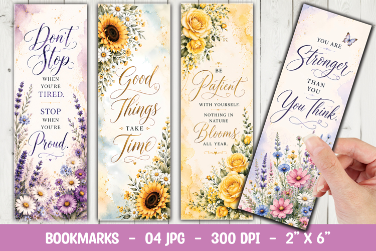 Watercolor Floral Christian Bookmark PNG, Faith Quote