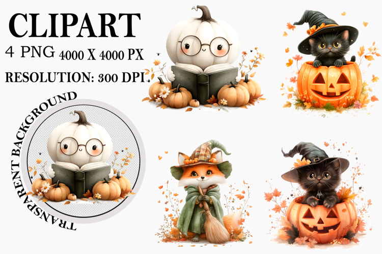 Whimsical Halloween Ghost Clipart Watercolor PNG