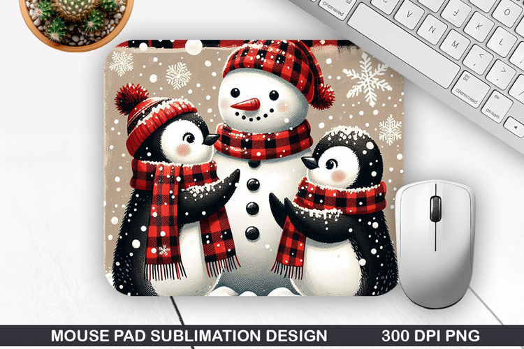 Penguin Mouse Pad Sublimation, Christmas Mouse Pad PNG