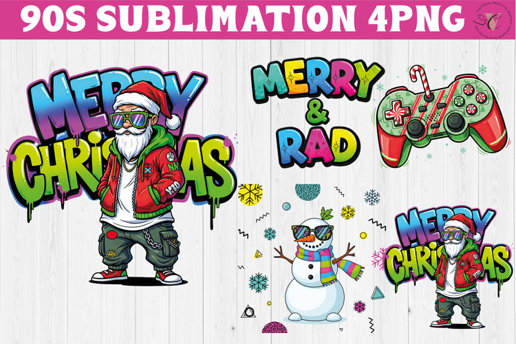 Retro Christmas 1990s clipart | Graffiti and Neon PNG
