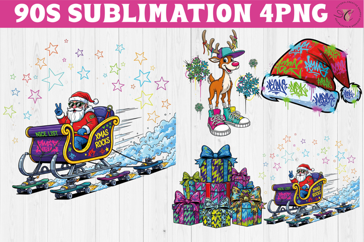 Retro Christmas 1990s clipart | Graffiti and Neon PNG