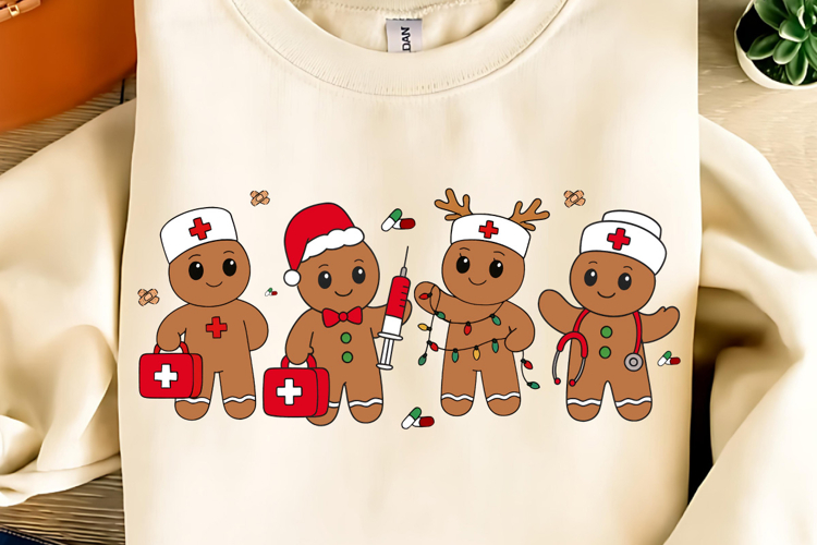 Retro Gingerbread Nurse Christmas PNG, Christmas Nurse PNG