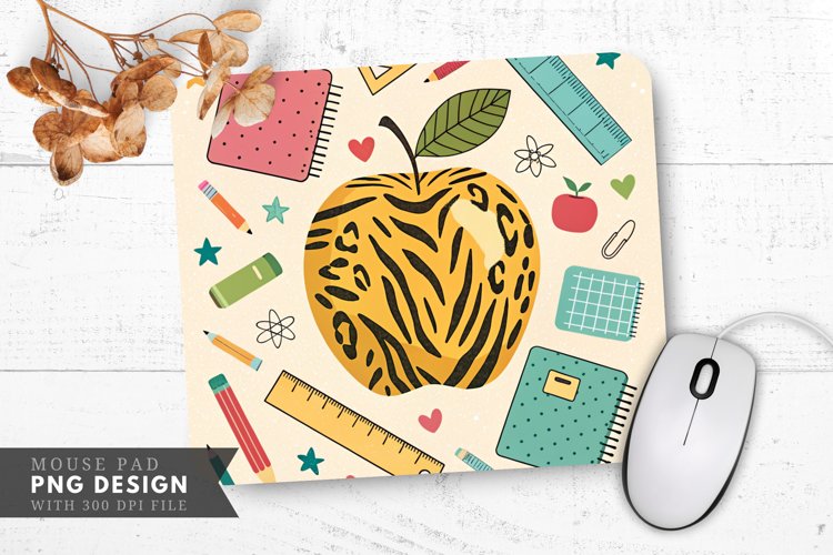 Playful Apple Design with Animal Prints Mouse Pad PNG