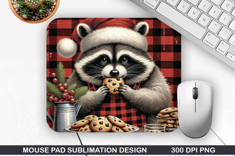 Racoon Mouse Pad Sublimation, Christmas Mouse Pad PNG
