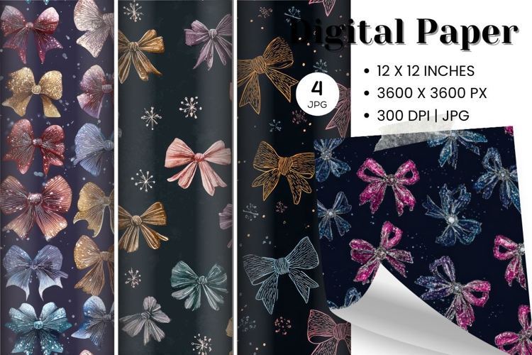 Bow Ribbon Background Bow Digital Paper Pattern Wallpaper_9