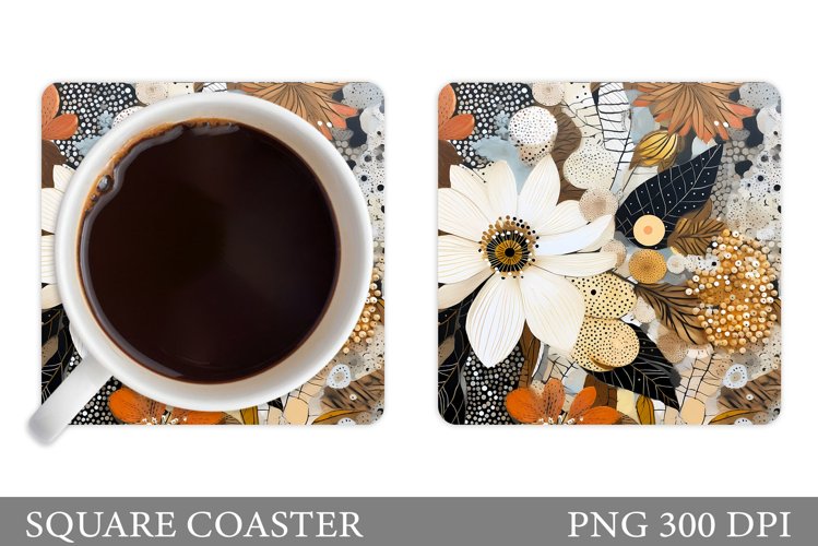 Flowers Square Coaster Sublimation. Flowers Coaster Design
