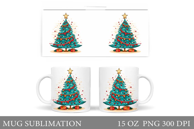 Christmas Tree Mug Design. Rainbow Christmas Tree Mug