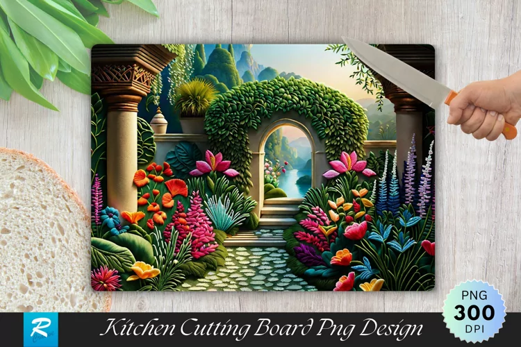 Enchanted Garden Cutting Board Sublimation Design