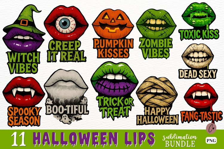 Monster Lips Halloween PNG Bundle