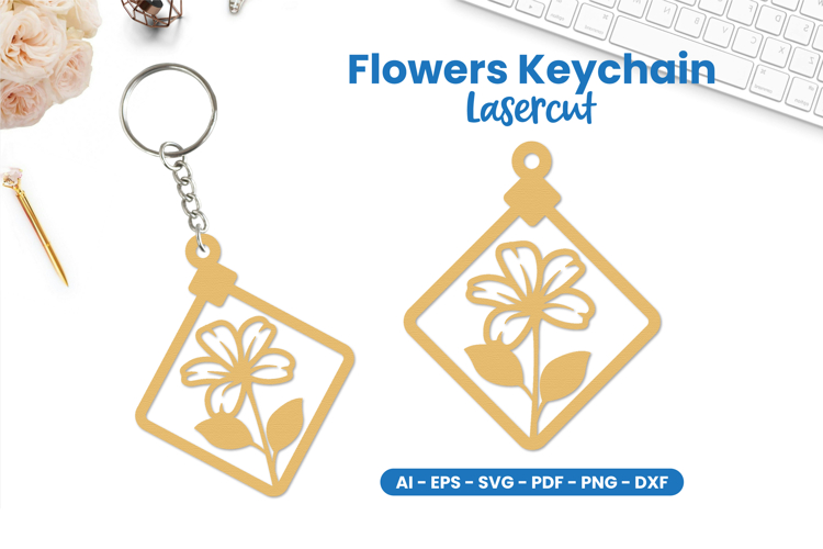 Flowers Keychain Lasercut - Floral Lasercut
